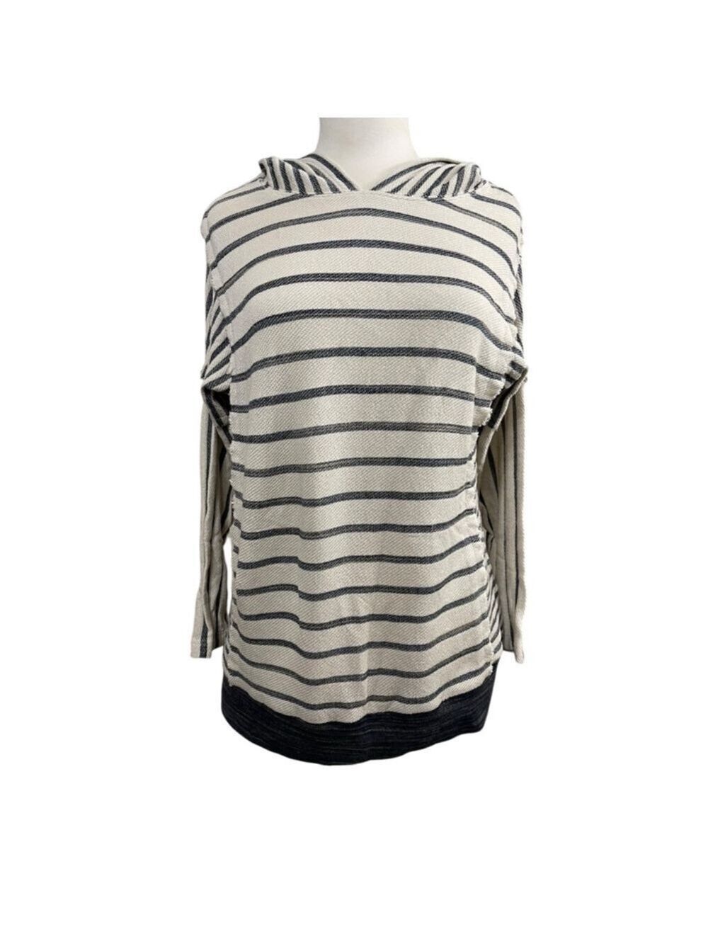 Women's Soft Surroundings Striped Hoodie S White Black